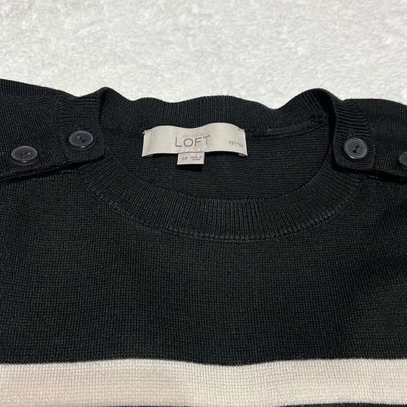 LOFT Long Sleeves Back Button Sweater Dress Striped Black - Picture 10 of 10